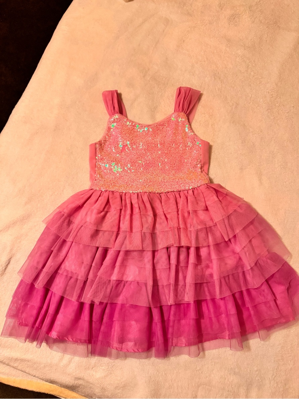 Cat & Jack Pink Sequin Tulle Tiered Dance Dress